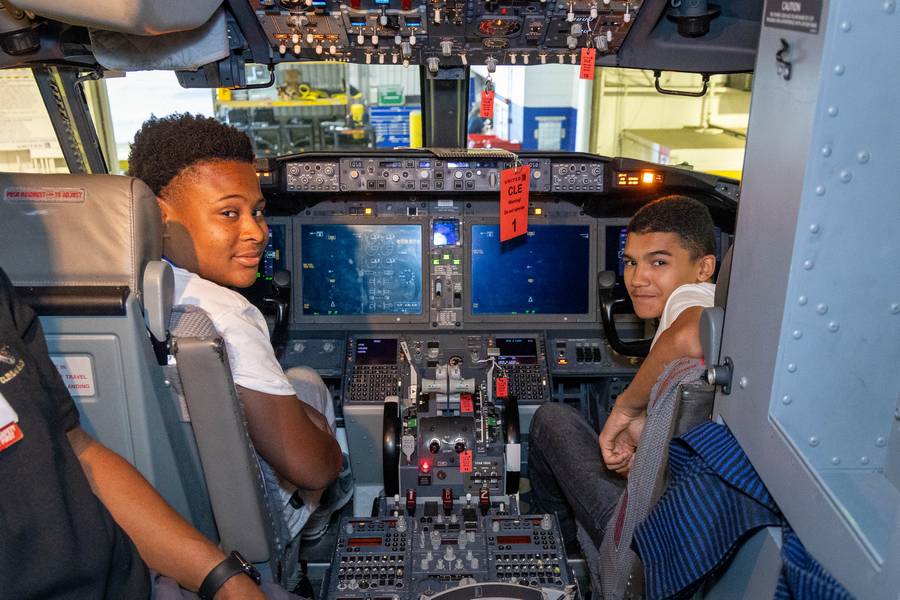 Ace students pose before takeoff.